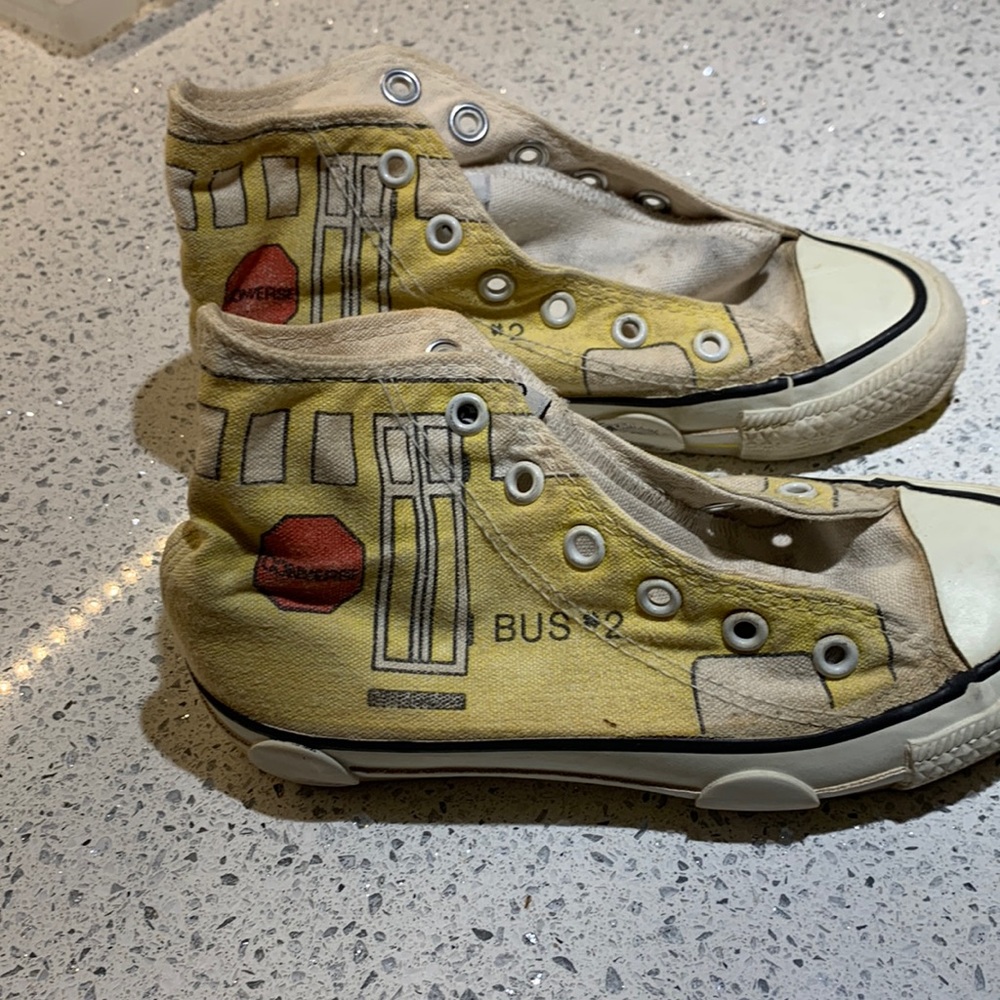 VINTAGE CONVERSE HIGHTOP SCHOOL BUS YELLOW KIDS SHOES size 13
